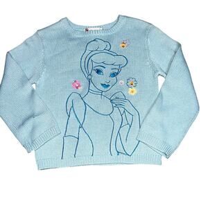 Disney Store Cinderella Disney princess blue embroidered knit sweater girls 2/3